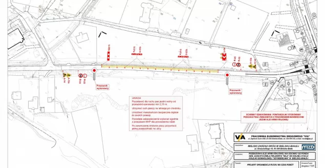 Projektowana organizacja ruchu na czas robót - etap 1A
