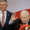 [WIDEO, ZDJĘCIA] Jarosław Kaczyński w Bielsku-Białej. Pikieta przed ATH
