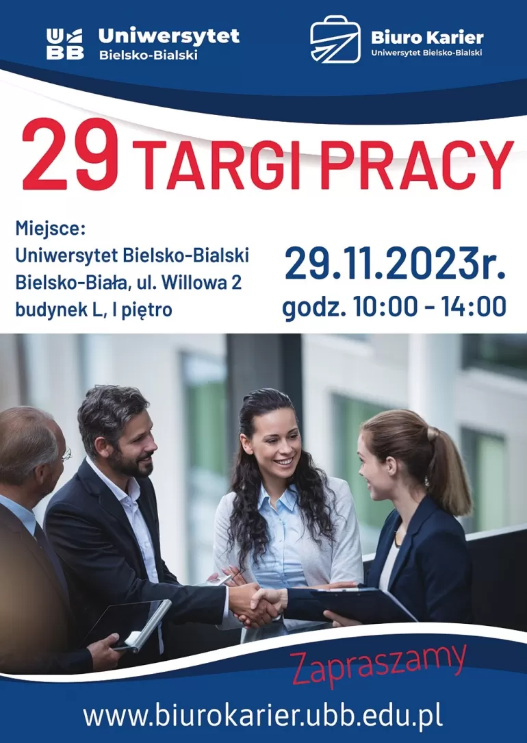 Targi Pracy na Uniwersytecie Bielsko-Bialskim odbędą się w środę, 29 listopada