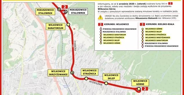 "Dwójką" dojedziemy do Wilkowic, MZK wydłuża trasę linii