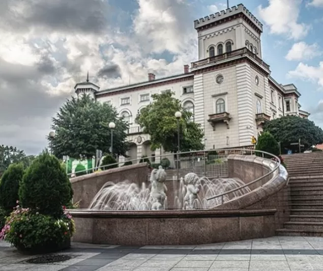 PocztowkazBielska,Bielsko,BielskoBiała,PocztowkazBielska,ZamekSułkowskich,PlacChrobrego,fotodnia,