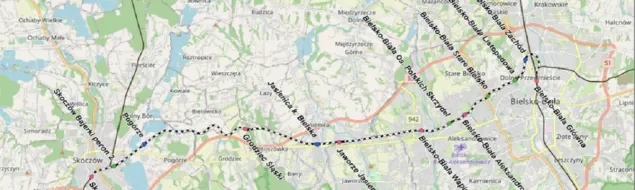 Linia kolejowa Bielsko-Biała - Cieszyn - przebieg trasy