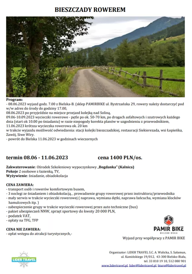 Wyjazd w Bieszczady planowany jest w dniach 8-11 czerwca