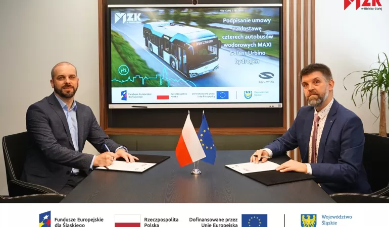 Bielsko-Biała stawia na ekologię - cztery autobusy wodorowe trafią do MZK. Podpisano umowę