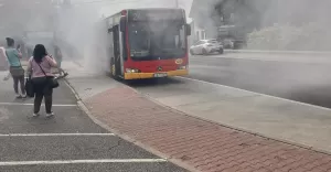 Pożar autobusu miejskiego na ul. Jana III Sobieskiego w Bielsku-Białej