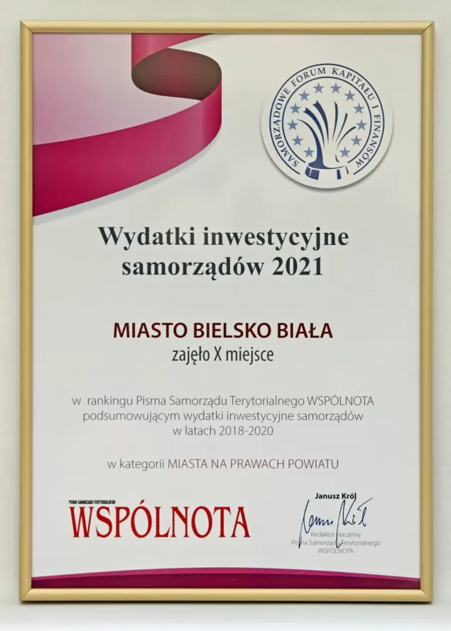 Bielsko-Biała wśród liderów inwestycji samorządowych