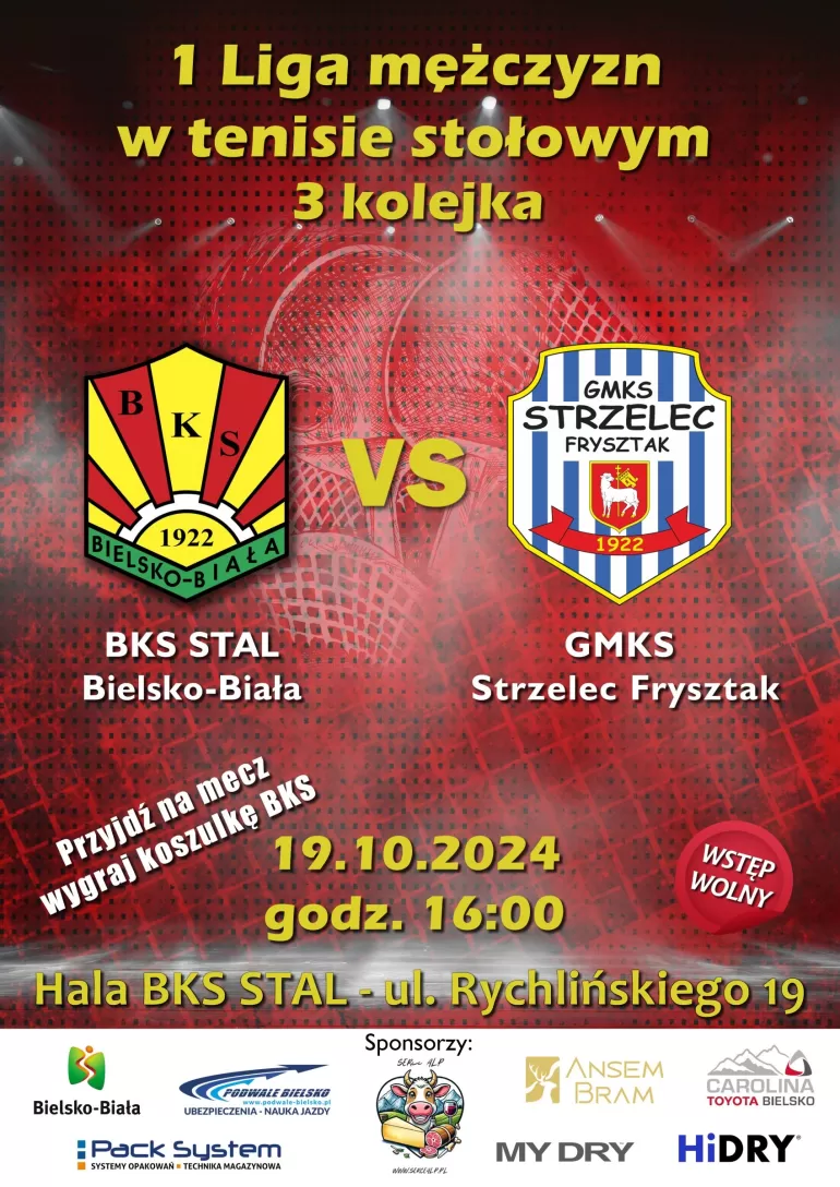 1 liga tenisa stołowego w hali sportowej przy ulicy Rychlińskiego 19!