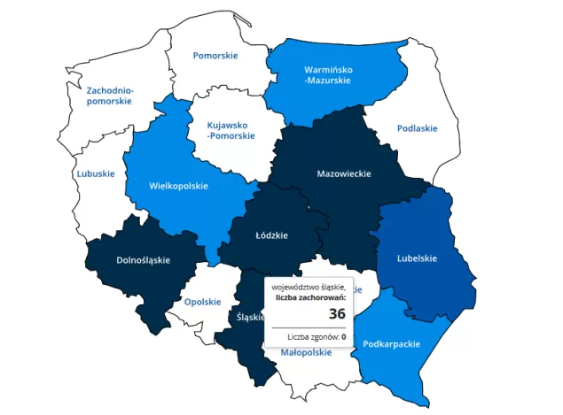 Mapa zarażeń koronawirusem