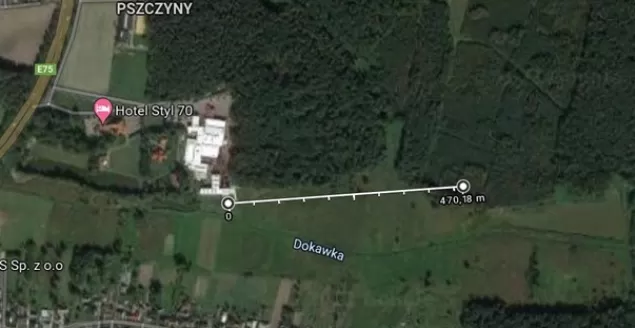 Odległość miejsca wypadku od lądowiska EPPY