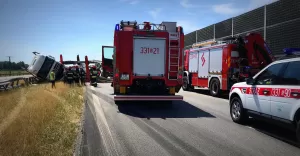 Wypadek z udziałem samochodu ciężarowego