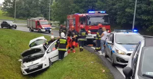 Wypadek na Węźle Komorowice - 6.08.2017