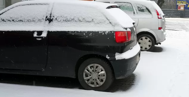zima, droga, śnieg, Pszczyna, parking