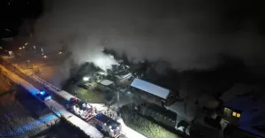 Pożar budynku w Bierach - 01.02.2021