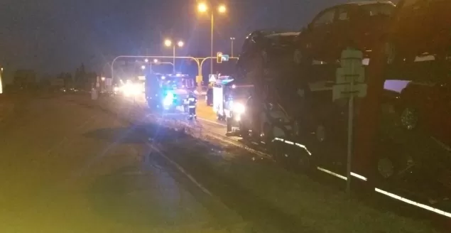 Pożar ciężarówki przy DK-1
