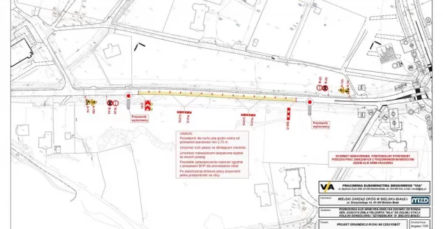 Projektowana organizacja ruchu na czas robót - etap 1B