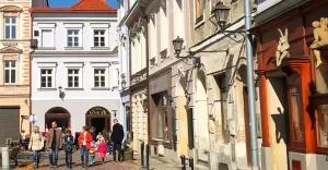 rynek, jesień, słońce, kamienice