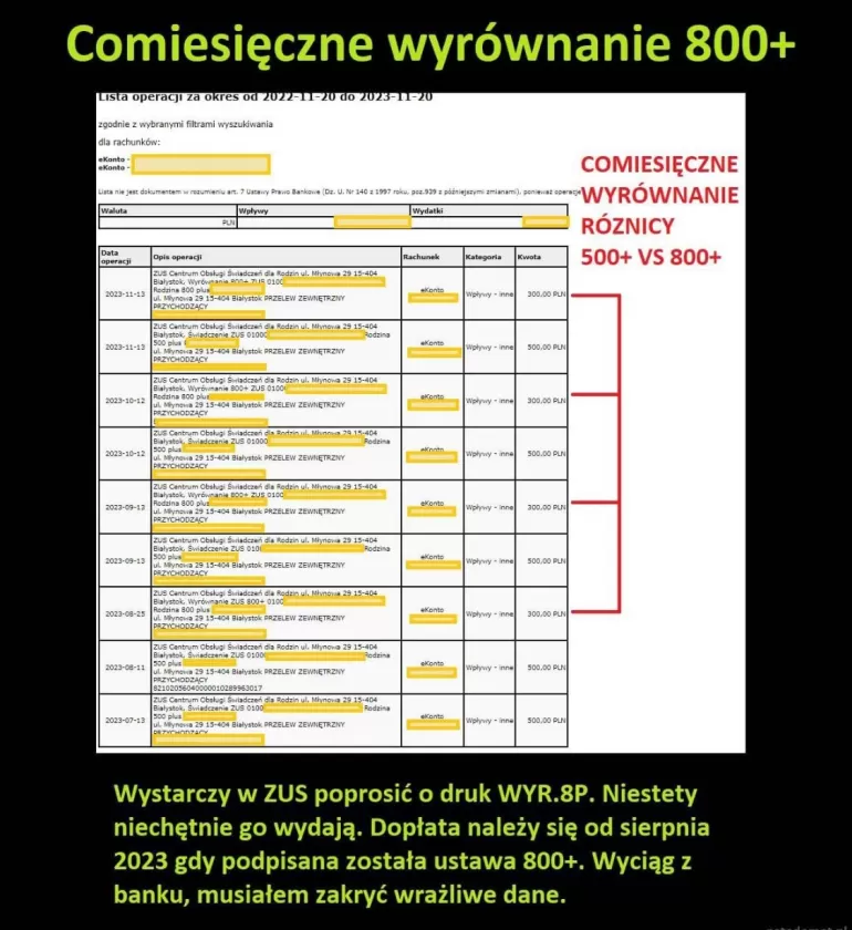 Zdjęcia fałszywego wniosku, który można znaleźć w internecie