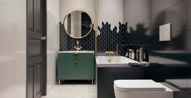 mała łazienka glamour w bloku