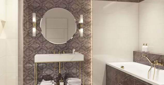 łazienka glamour z lustrem ściennym