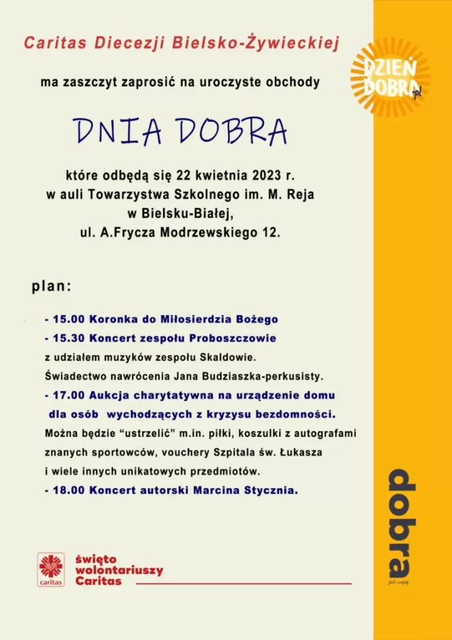 "Dzień Dobra" z bielsko-żywiecką Caritas już w sobotę