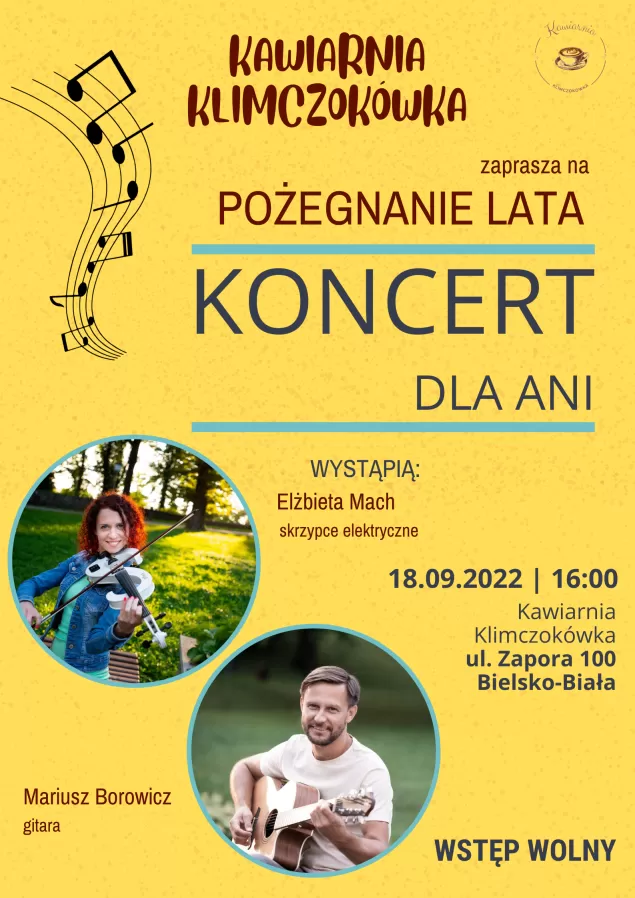 Koncert na pożegnanie lata w Kawiarni Klimczokówka