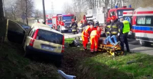 Fiat Panda uderzył w latarnię przy Bestwińskiej