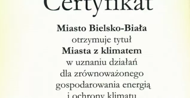 Certyfikat Gmina z Klimatem