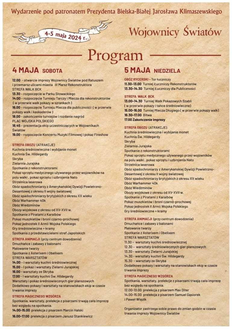 Wojownicy Światów PROGRAM 2024