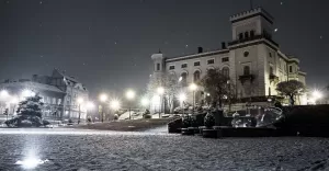 zamek, zima