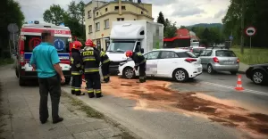Wypadek na skrzyżowaniu Olszówki z Bystrzańską