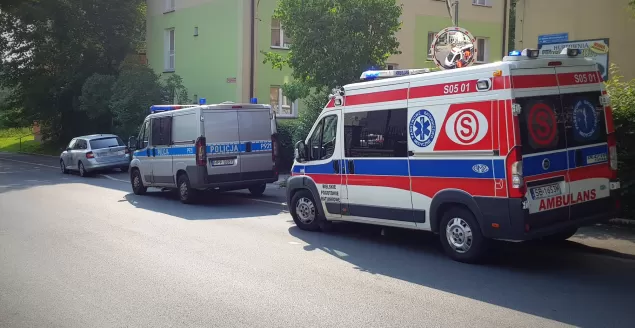 Potrącenie pieszego przez Skodę na Żeromskiego