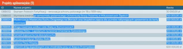projekty ogólnomiejskie