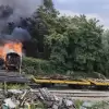 Pożar przy dworcu PKP. Palił się drewniany wagon kolejowy i garaż