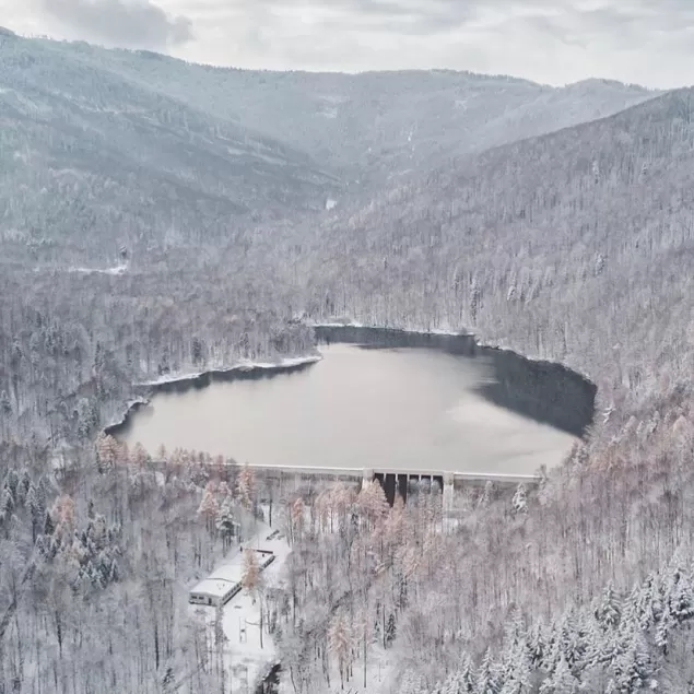 PocztowkazBielska,Bielsko,BielskoBiała,Wapienica,Jezioro,WielkaŁąka,Zima,Beskidy,BeskidŚląski,