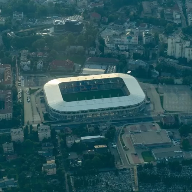 PocztowkazBielska,Bielsko,BielskoBiała,StadionMiejski,CavatinaHall,ZdjęcieLotnicze,Stadion,LoveBB
