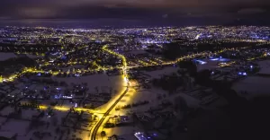 Tasiemiec świateł - panormam Bielska od ul. Kolistej
