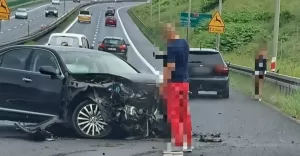 Kraksa z barierami na S-52 w Bielsku-Białej - 10.06.2023
