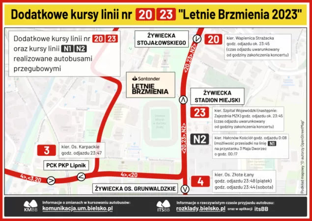 Letnie Brzmienia: dodatkowe kursy autobusowe