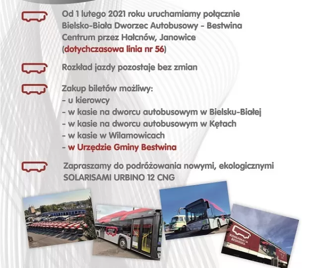 Do Bestwiny zamiast MZK dojedziemy Komunikacją Beskidzką
