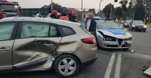Na DK-1 w Pszczynie radiowóz zderzył się z Oplem i Renault - 01.09.2018
